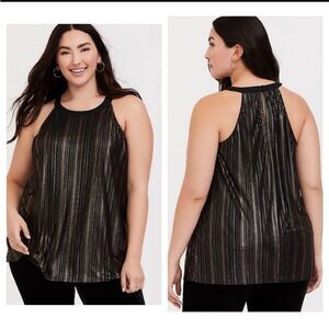 Torrid Black Gold Stripe Goddess‎ Tunic Sleeveless NWT